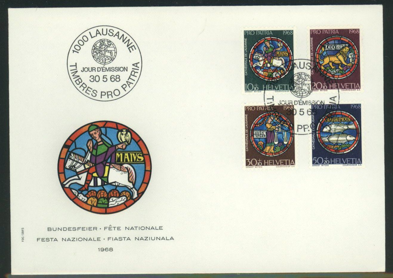 Tutti i francobolli: 1968, Pro Patria, FDC (1) – Usato da Willisau venduto da Vollstempel