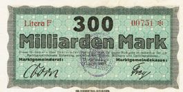 Dirlewang 300 Mrd.Mark+Stempel Lit.F SN rot 1923 VZ+-VZ++