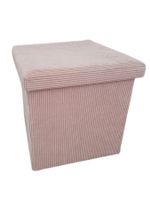 Faltbarer Sitzhocker mit Stauraum, Cord rosa, ca. 35 x 35 cm