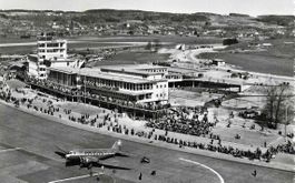 AK ZÜRICH KLOTEN FLUGHAFEN 1953 FLUGZEUG SWISS AIR LINES