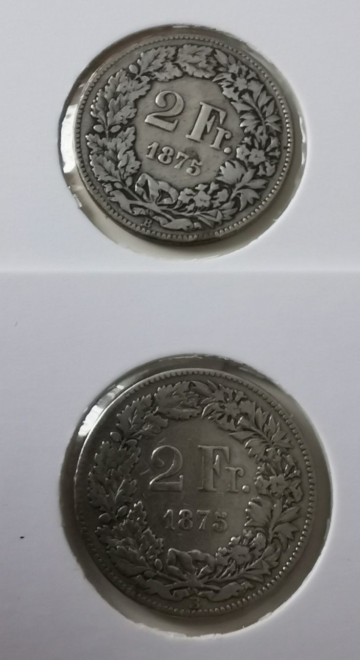 Tutti le monete: 2 Franken 1875 Silber 2 Stück – Usato da Zürich venduto da turbopuz