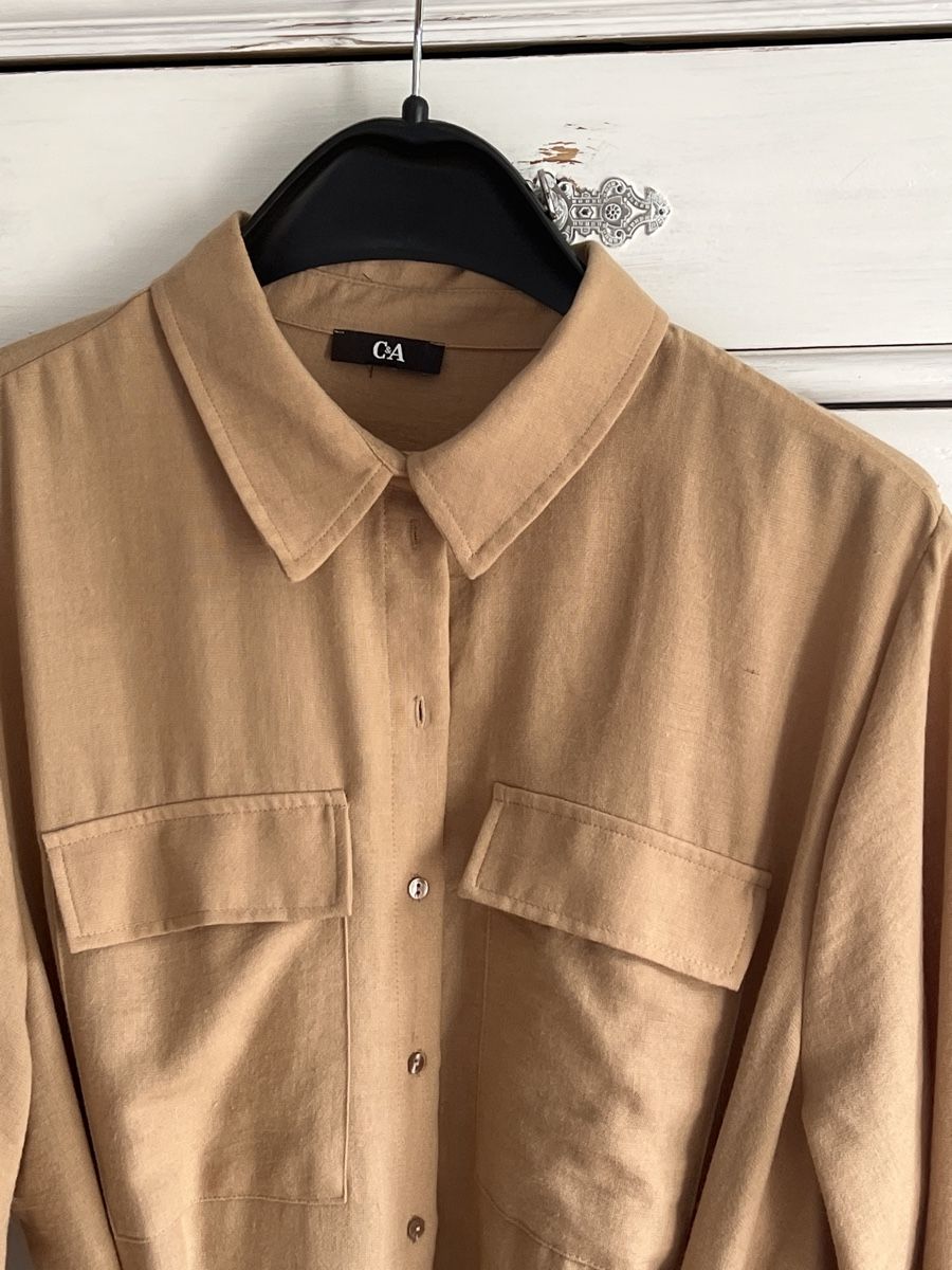 C&A Kleider: C&A Midikleid Hemdkleid Gr.48, Camel, Plissee – Neu (gemäss Beschreibung) aus Lausen von Mysli1 2