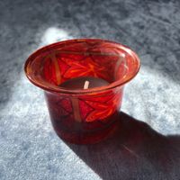 Vintage Teelichthalter aus Glas, Rot/Orange