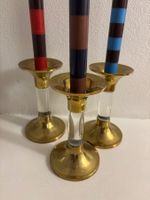3 Stk Elegante Kerzenständer aus Messing und Acryl / Lucite