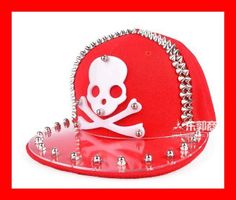Basecap Totenkopf Nieten Stacheln ROT Skull Schädel Kappe