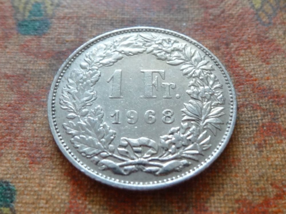 Tutti le monete: 1 Fr. 1968  Sans/Ohne  "B" – Usato da Romanel-sur-Lausanne venduto da Swift13