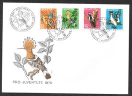 FDC Pro Juventute Serie 1970 J232-J235 Marken anders geklebt