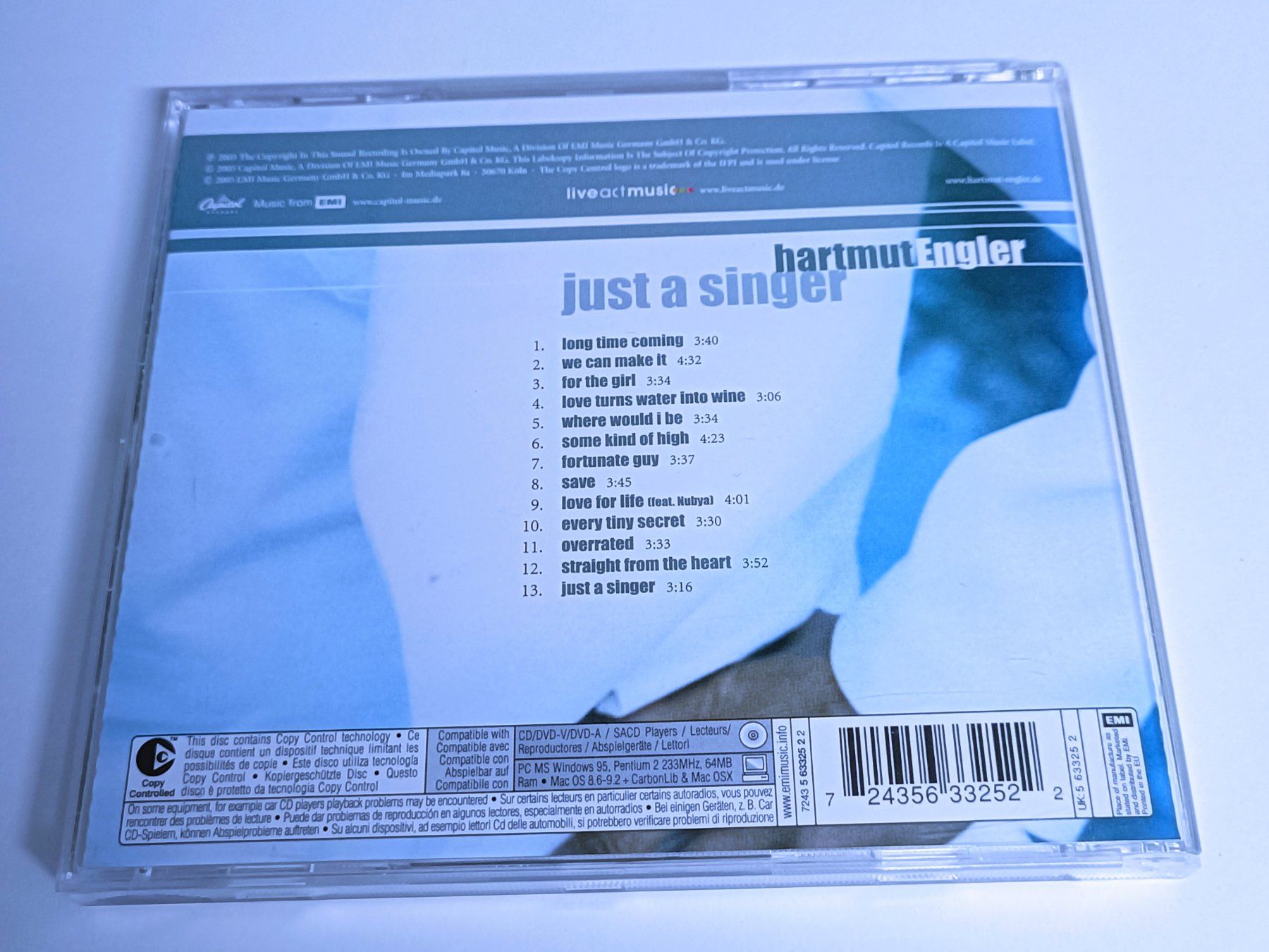 CD: Just a Singer von Hartmut Engler | CD - R3 – Usato da Köniz venduto da Listeningthings 2