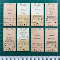 Aarberg, 8 Edmonsonsche Karton Billette, 1984, SBB, Bahn