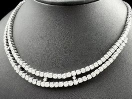 Riviere Diamanten 14.76ct Collier Meier 18k WG 39cm *S1536