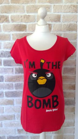 T-shirt rouge Angry Birds I'm the BOMB, taille L, NEUF