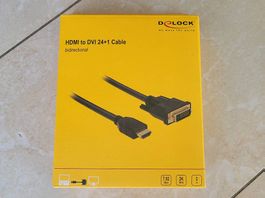 Câble Delock HDMI to DVI 24+1 (bidirectional) de 3m. Neuf !