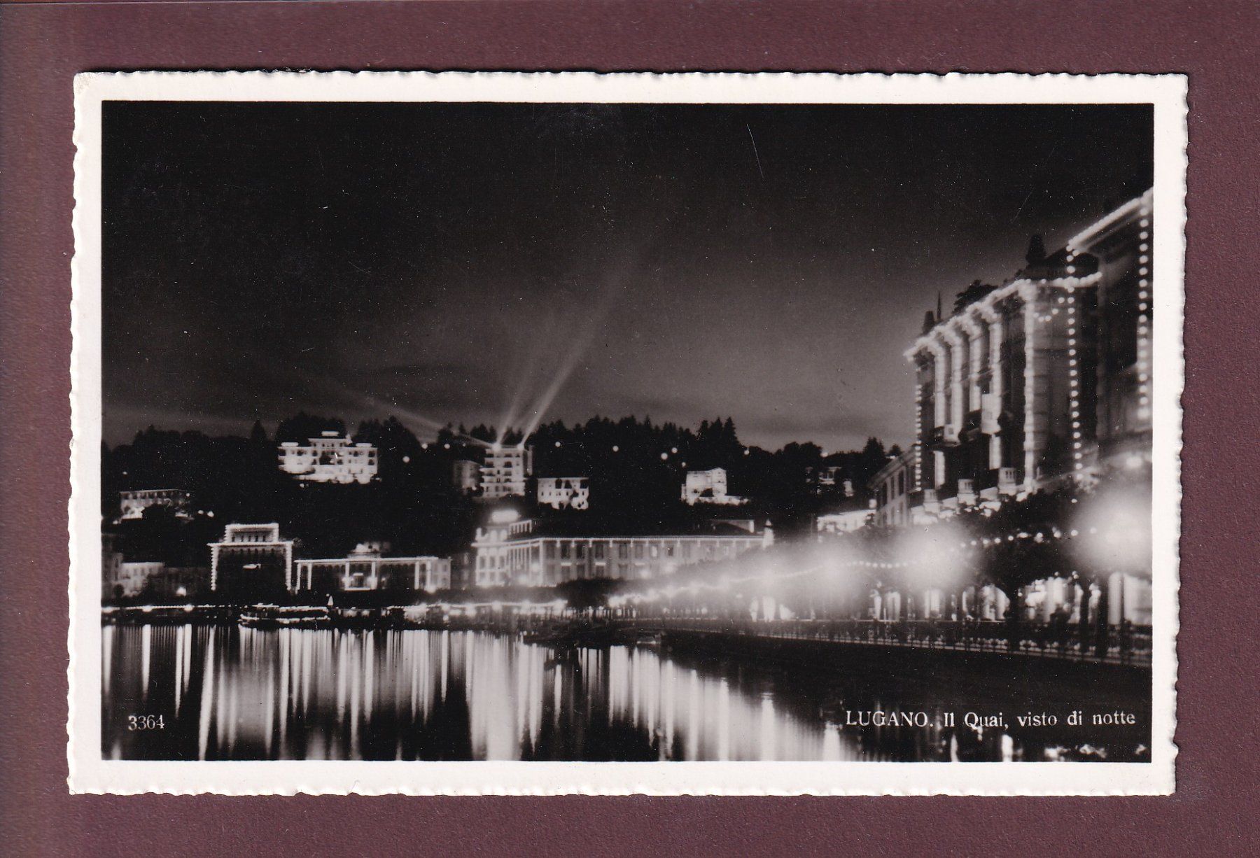 Cartes postales: LUGANO - Il quai da notte - 1952 – D'occasion à Pully par nicecards