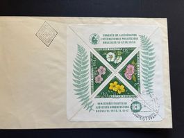 Ungarn Hungary, Sheet FDC, 1958 Flowers (R966)