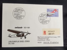 1981 Swissair Jubiläumsflug Basel-Zürich  ab 4.-- /   551