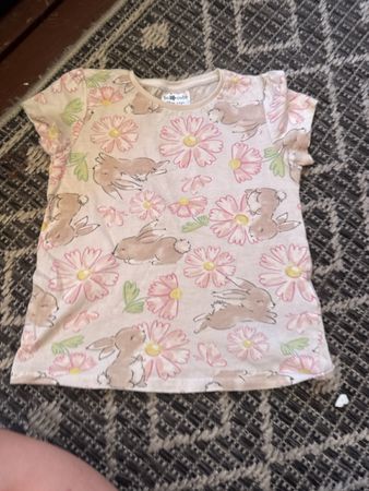 T-Shirt So Cute Blumen Hasen Grösse 98 cm