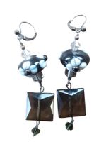 Elegante Ohrringe Ohrhänger aus Glas mit Blumenmuster