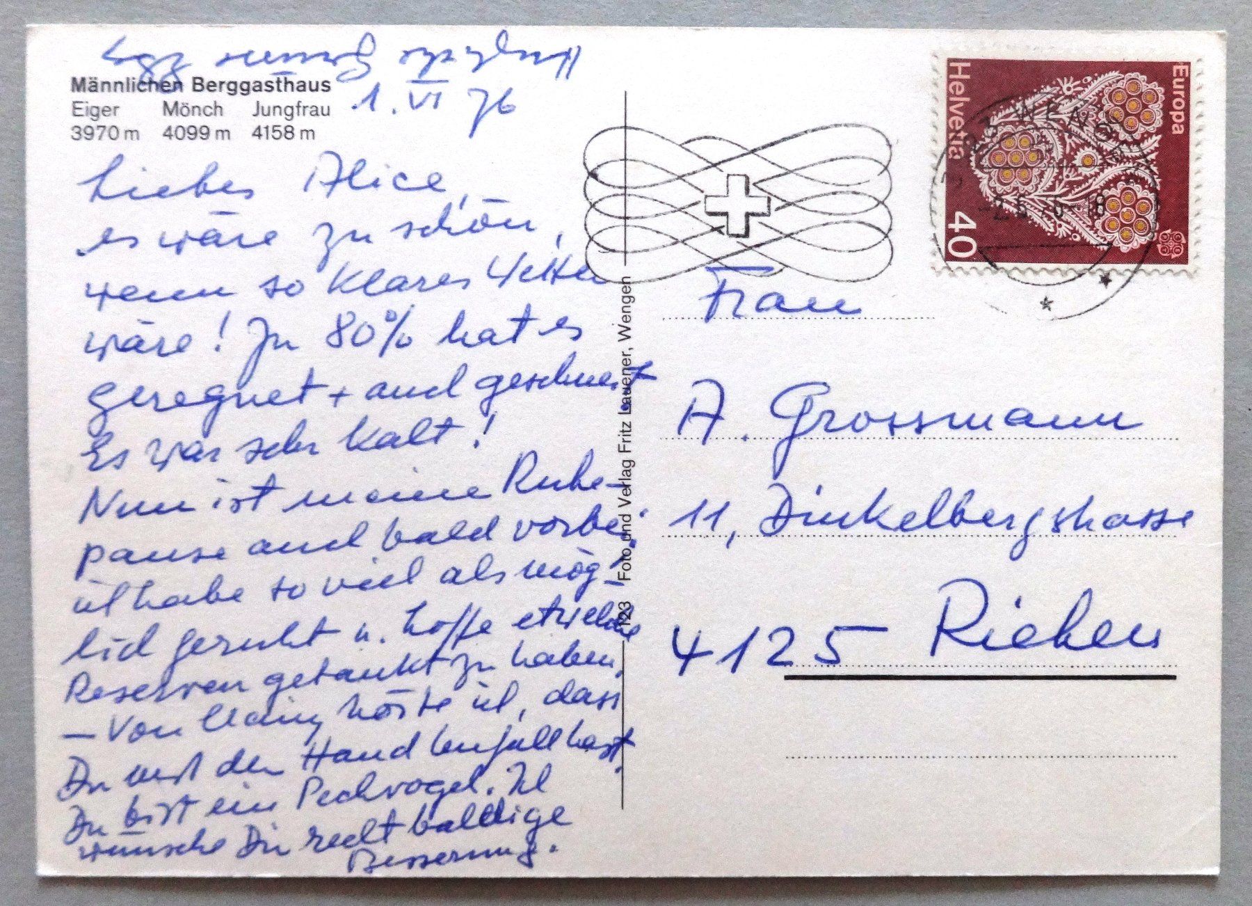 Cartes postales: Männlichen Berggasthaus – D'occasion à Fétigny par Billy2miny 1