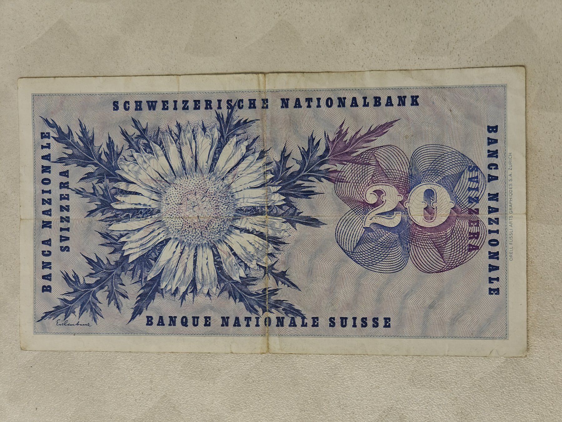 Banconote: Schweiz 20 Franken Banknote gebraucht 1973 – Usato da Bad Zurzach venduto da Agia 1