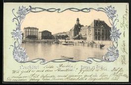 AK Neuchâtel, Postes et Port, 1904