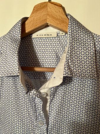 Eterna Damen Bluse weiss-blau gemustert, Grösse 38