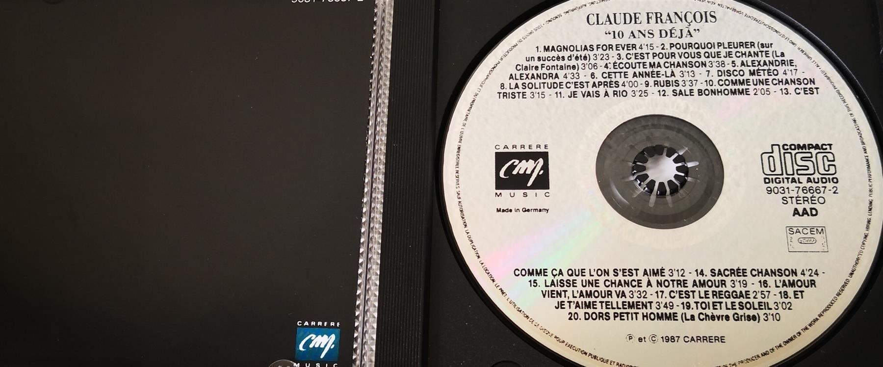 CD: CLAUDE FANçOIS - 10 ANS DÉJA - 1987 - CD – Usato da Greifensee venduto da scharmant 1