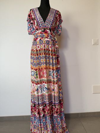 Buntes, sehr langes Bohokleid Aus Jersey 