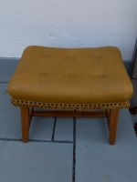 Vintage Hocker / Fusshocker – Senfgelb – Holzgestell