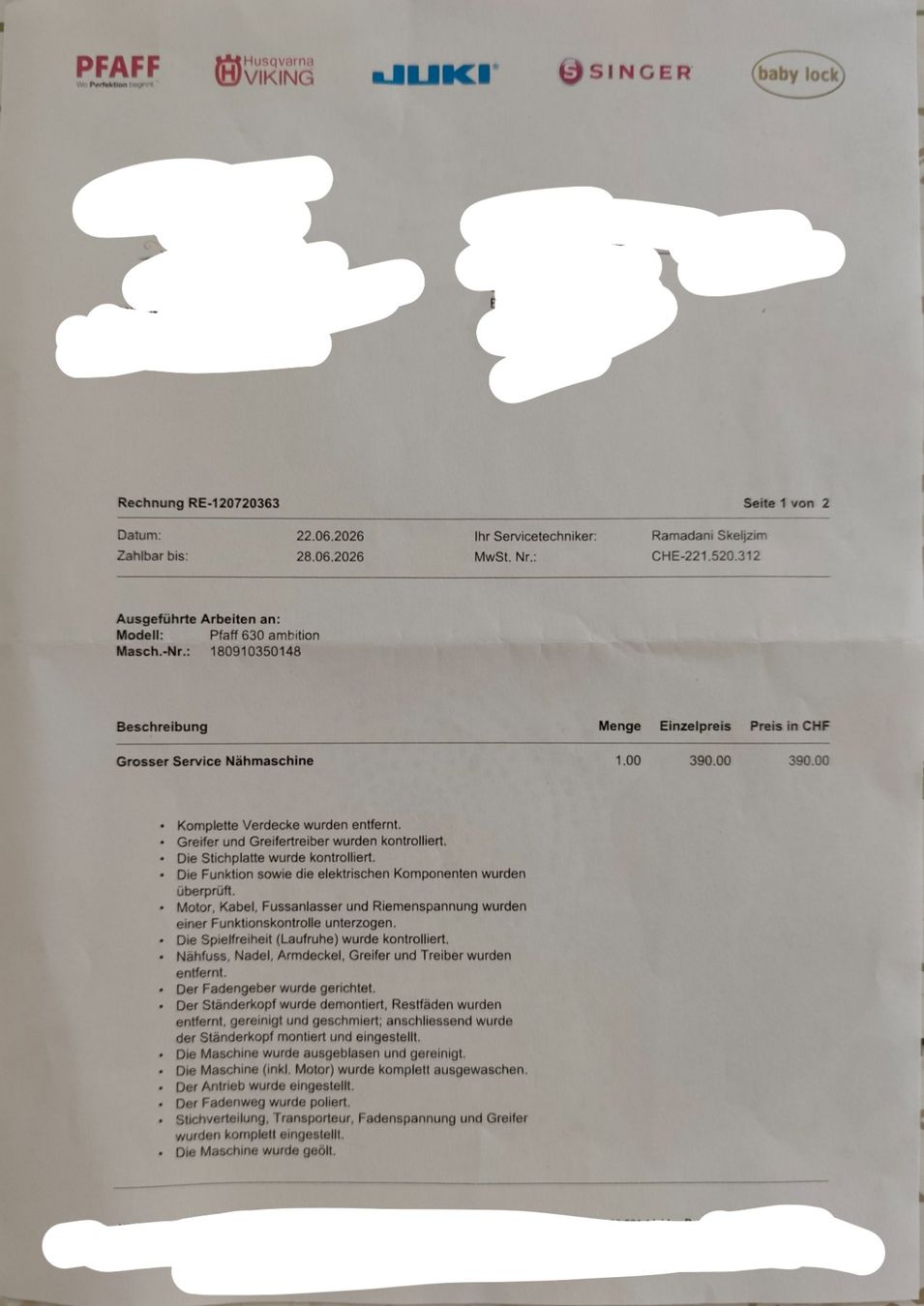 Pfaff Nähmaschinen: Pfaff Ambition 630 – Gebraucht aus Brügg BE von Sky0255 7