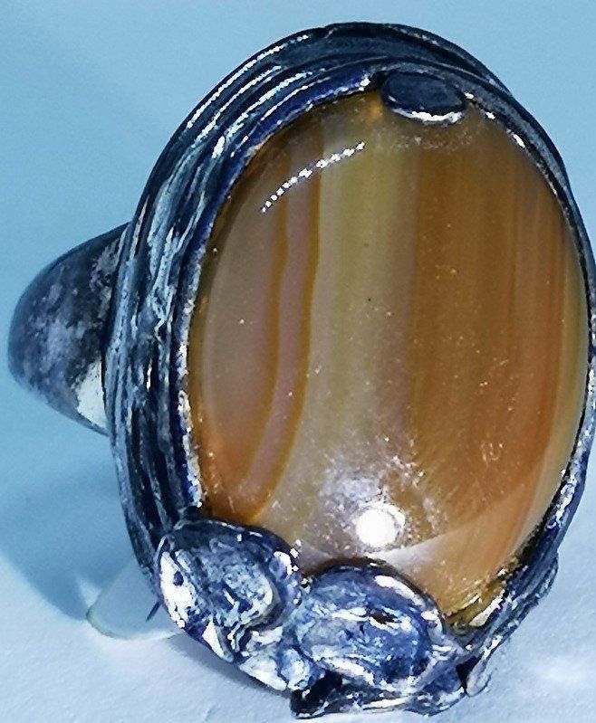 Anelli: Silberring mit Bernstein  18mm=57  R9 – Nuovo (secondo la descrizione) da Lutzenberg venduto da Truhe 1