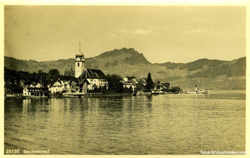 Cartoline postali: Beckenried - vom See Fotokarte + c1915 – Usato da Emmenbrücke venduto da teestube