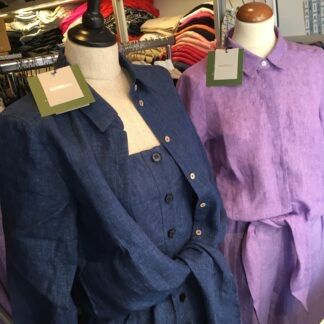 Marella Leinen Langarm Bluse m Zipfel zum Binden blau Gr 44