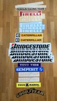 Konvolut 23 alte, grosse Aufkleber, Auto, Motor, Reifen, LKW