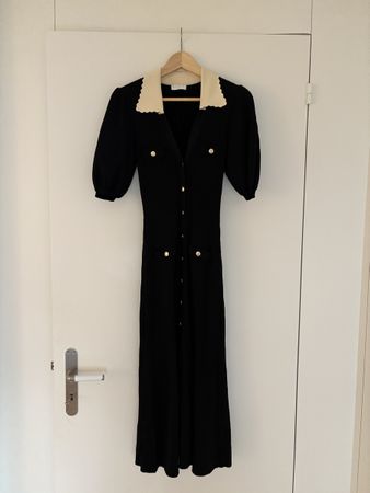 Sandro Dress Black with Cream Collar Size S