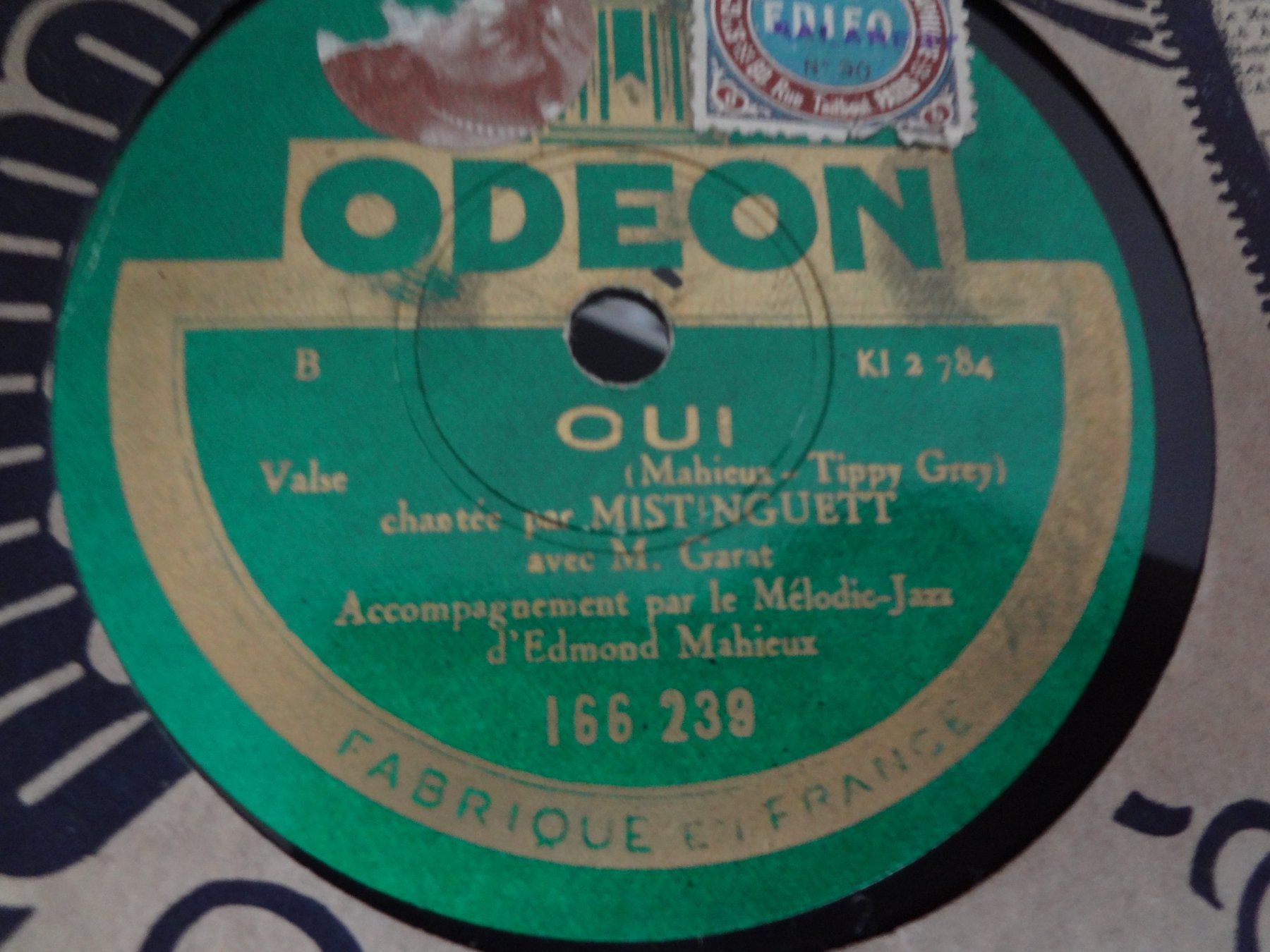 Schallplatten: Disque 78 tours Odéon aiguille de Mistinguett - 166.239 – Gebraucht aus Aigle von Robflac55 1