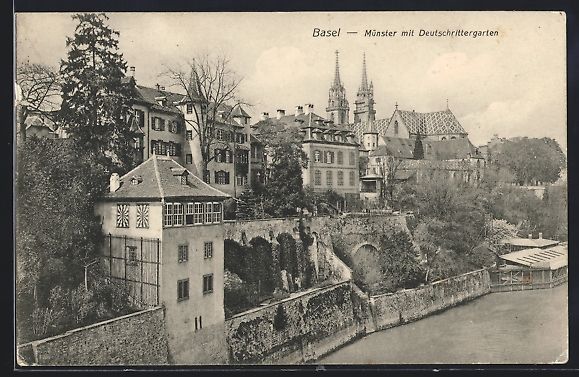 Ansichtskarten: Basel, Münster mit Deutschrittergarten – Gebraucht aus Berlin von bartko-reher