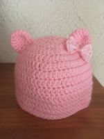 Babymütze mit Öhrchen Merinowolle Handarbeit Mütze gehäkelt
