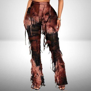 🤎 Stilvolle High-Waist-Distressed-Hose mit Quasten 🌟💫