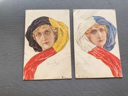 2x Originale Kunst-Postkarten Bournillon – Belle France & No