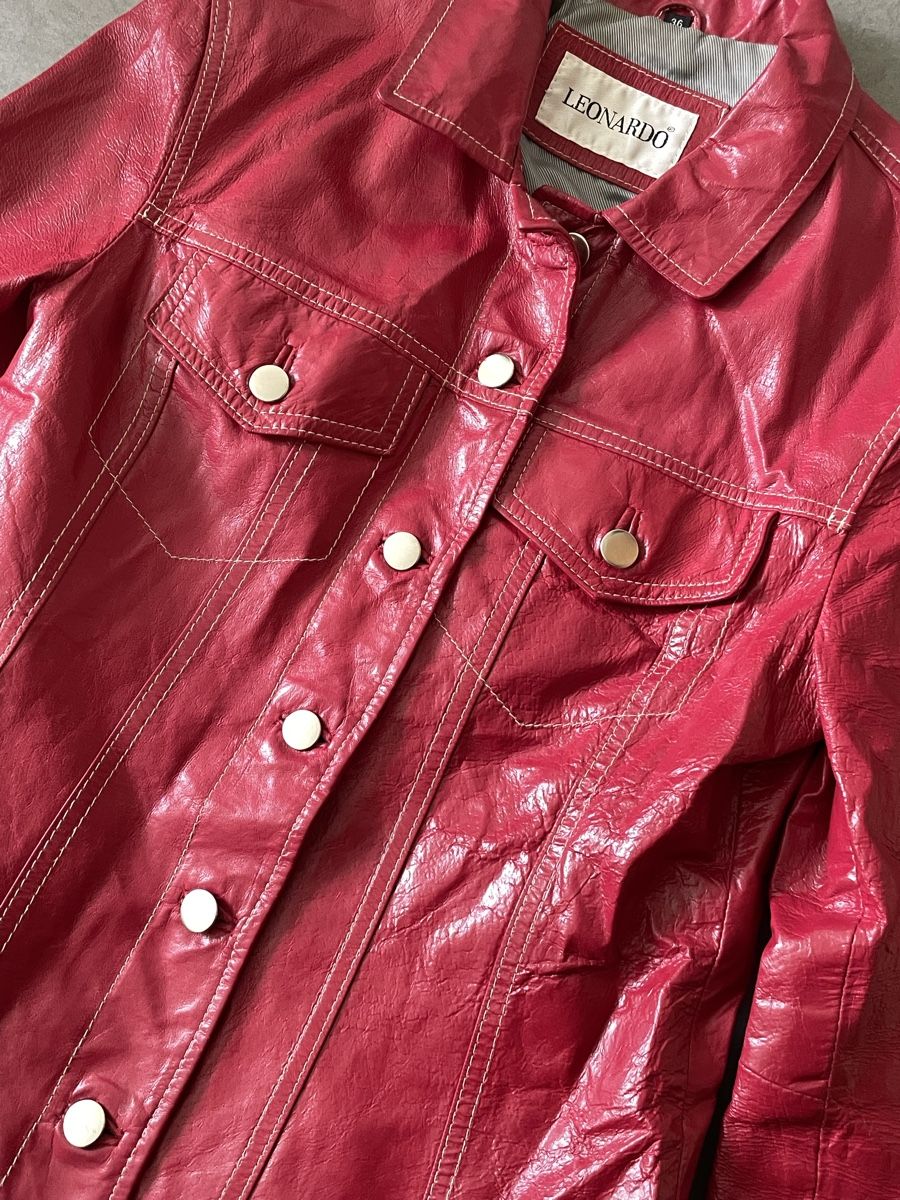 Giacche: Leonardo Echtleder Jacke, rot, Grösse 36 – Nuovo (secondo la descrizione) da Zürich venduto da megastored 1