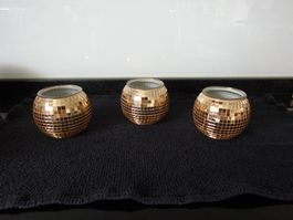 3 Kleine Goldfahrbige Übertöpfe