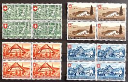 1945 Pro Patria - Schweizer Haus I - Viererblock Satz **