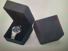 Schwarze Einzeluhr- 2x Uhrenboxen mit Kissen, PU-Leder- Neu!