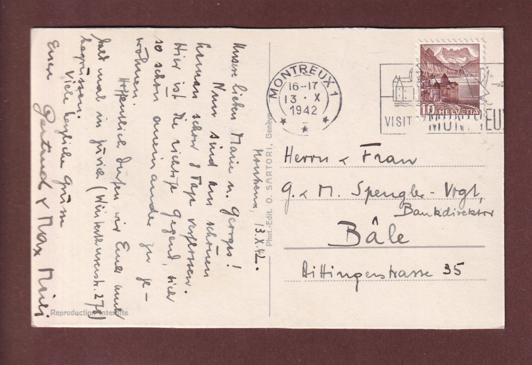 Cartoline postali: MONTREUX - Dents du Midi - 1942 – Usato da Pully venduto da nicecards 1