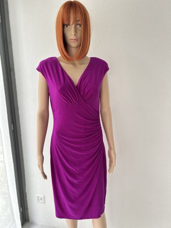 Lauren Ralph Lauren Dress Size 10 Purple Ruched Cap Sleeve