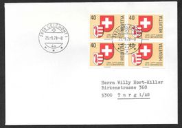 FDC Nr. 621 Viererblock ET Delémont 25.9.1978
