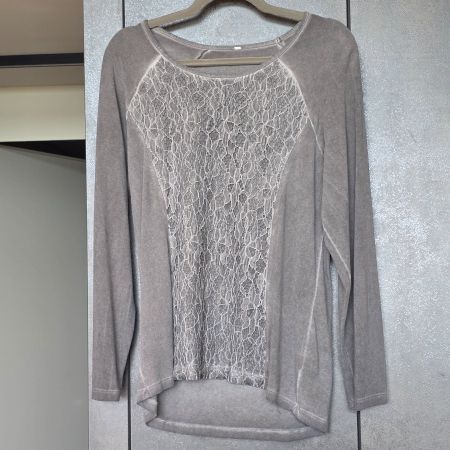 🐸 NILE ? OBERTEIL MIT SPITZE M PULLOVER TUNIKA TAUPE