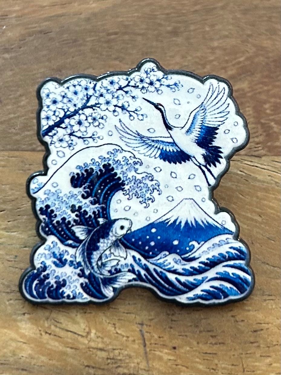 Plaketten & Abzeichen: Pin Kranich Koi Japan – Neu und originalverpackt aus Geneve von vane267