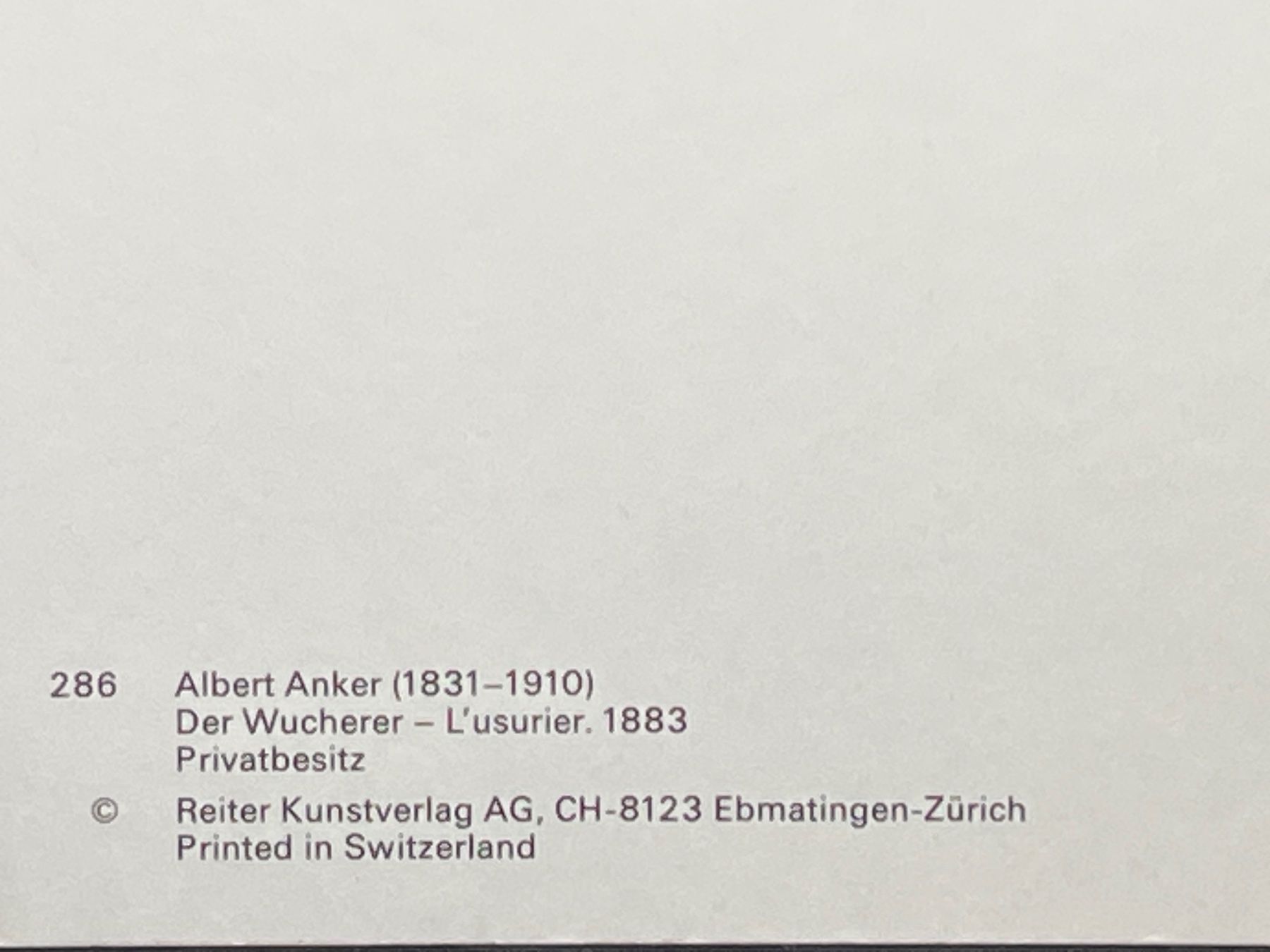 Cartoline postali: Ansichtskarte: Albert Anker /1831-1910): Der Wucherer – Usato da Widnau venduto da Brusi9 2