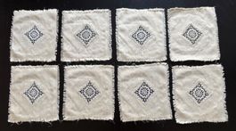 8er Set Untersetzer mit Stickerei, handgemacht, Sommerdek...